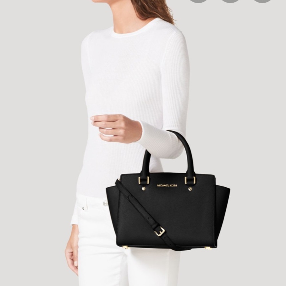 Last one✨Michael Kors medium black Selma Satchel - Picture 2 of 8
